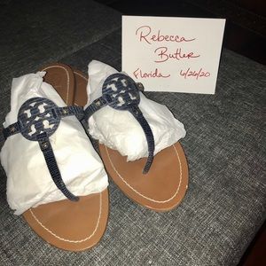 Tory Burch Mini Miller Sandals Navy blue sz 10.5